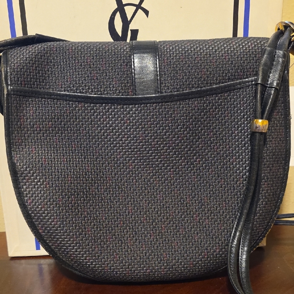 Yves Saint Laurent Vintage Black Woven Crossbody Bag With Box And COA - Picture 2 of 14